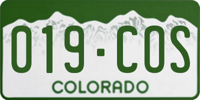 CO license plate 019COS
