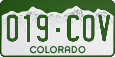 CO license plate 019COV