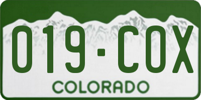 CO license plate 019COX