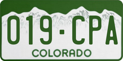 CO license plate 019CPA