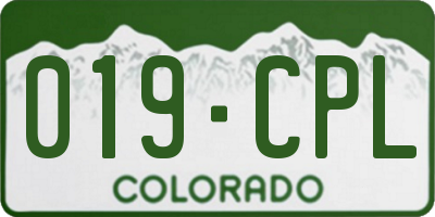 CO license plate 019CPL