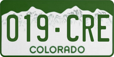 CO license plate 019CRE