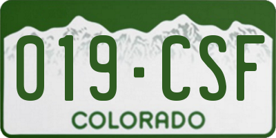 CO license plate 019CSF