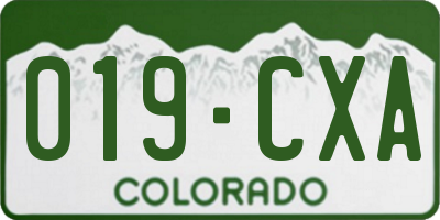 CO license plate 019CXA