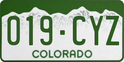 CO license plate 019CYZ