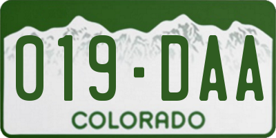 CO license plate 019DAA