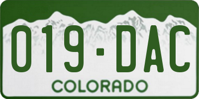 CO license plate 019DAC