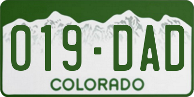 CO license plate 019DAD