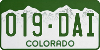 CO license plate 019DAI