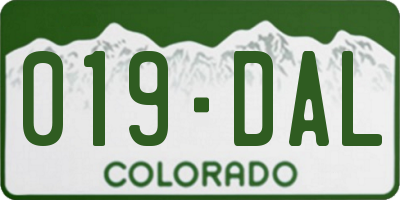 CO license plate 019DAL