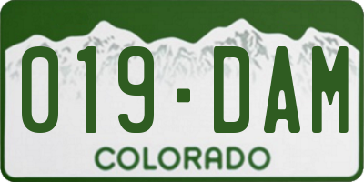 CO license plate 019DAM
