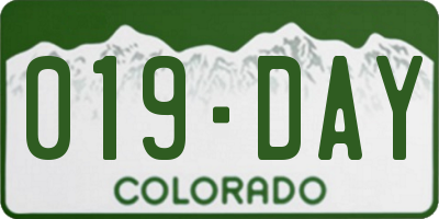 CO license plate 019DAY