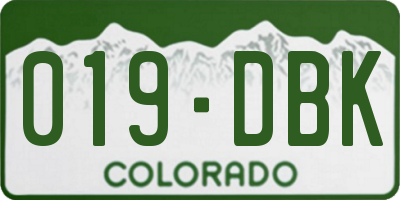 CO license plate 019DBK