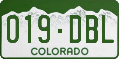 CO license plate 019DBL