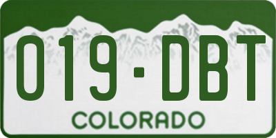 CO license plate 019DBT