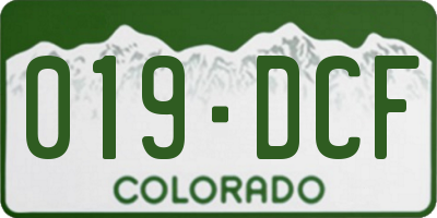 CO license plate 019DCF