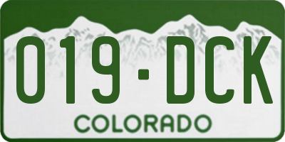CO license plate 019DCK