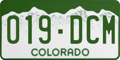 CO license plate 019DCM