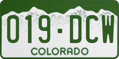 CO license plate 019DCW