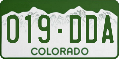 CO license plate 019DDA