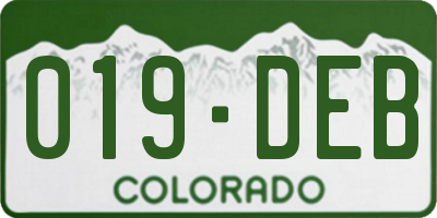 CO license plate 019DEB