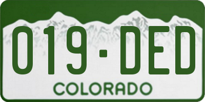 CO license plate 019DED