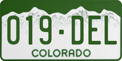 CO license plate 019DEL