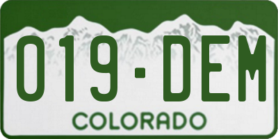 CO license plate 019DEM