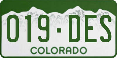 CO license plate 019DES