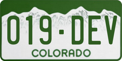 CO license plate 019DEV