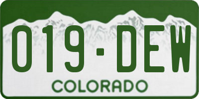 CO license plate 019DEW