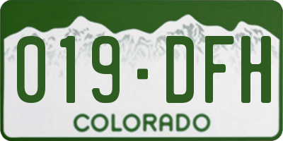CO license plate 019DFH