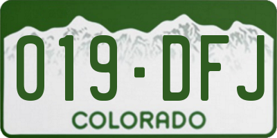 CO license plate 019DFJ