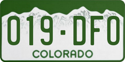 CO license plate 019DFO