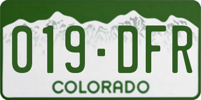 CO license plate 019DFR