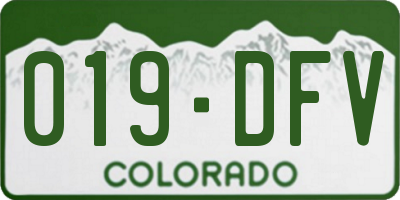 CO license plate 019DFV