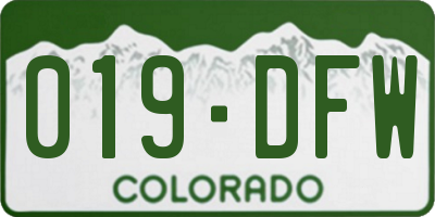 CO license plate 019DFW