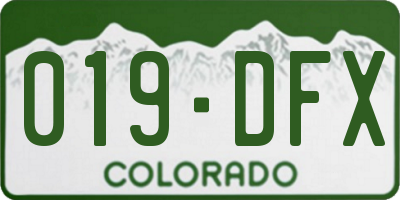 CO license plate 019DFX