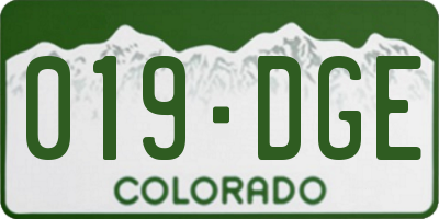CO license plate 019DGE