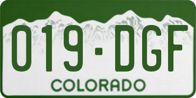CO license plate 019DGF