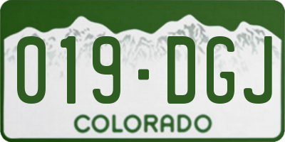 CO license plate 019DGJ