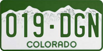 CO license plate 019DGN