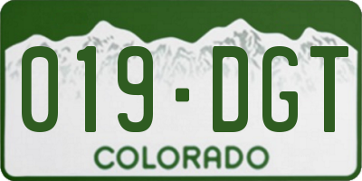 CO license plate 019DGT