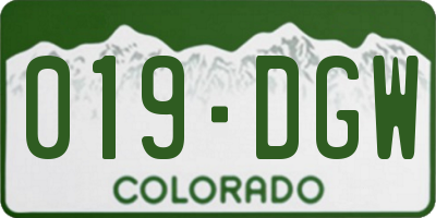 CO license plate 019DGW