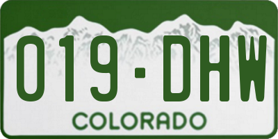 CO license plate 019DHW