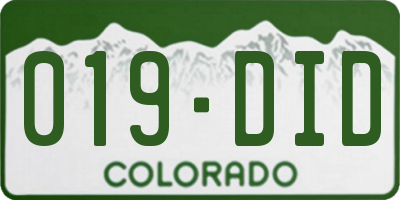 CO license plate 019DID