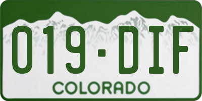CO license plate 019DIF