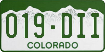 CO license plate 019DII