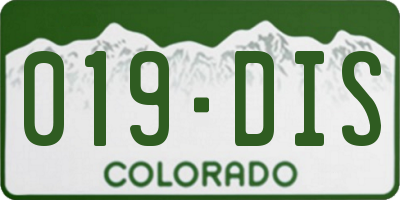 CO license plate 019DIS