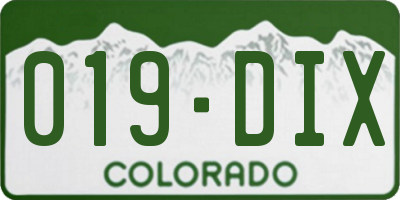 CO license plate 019DIX